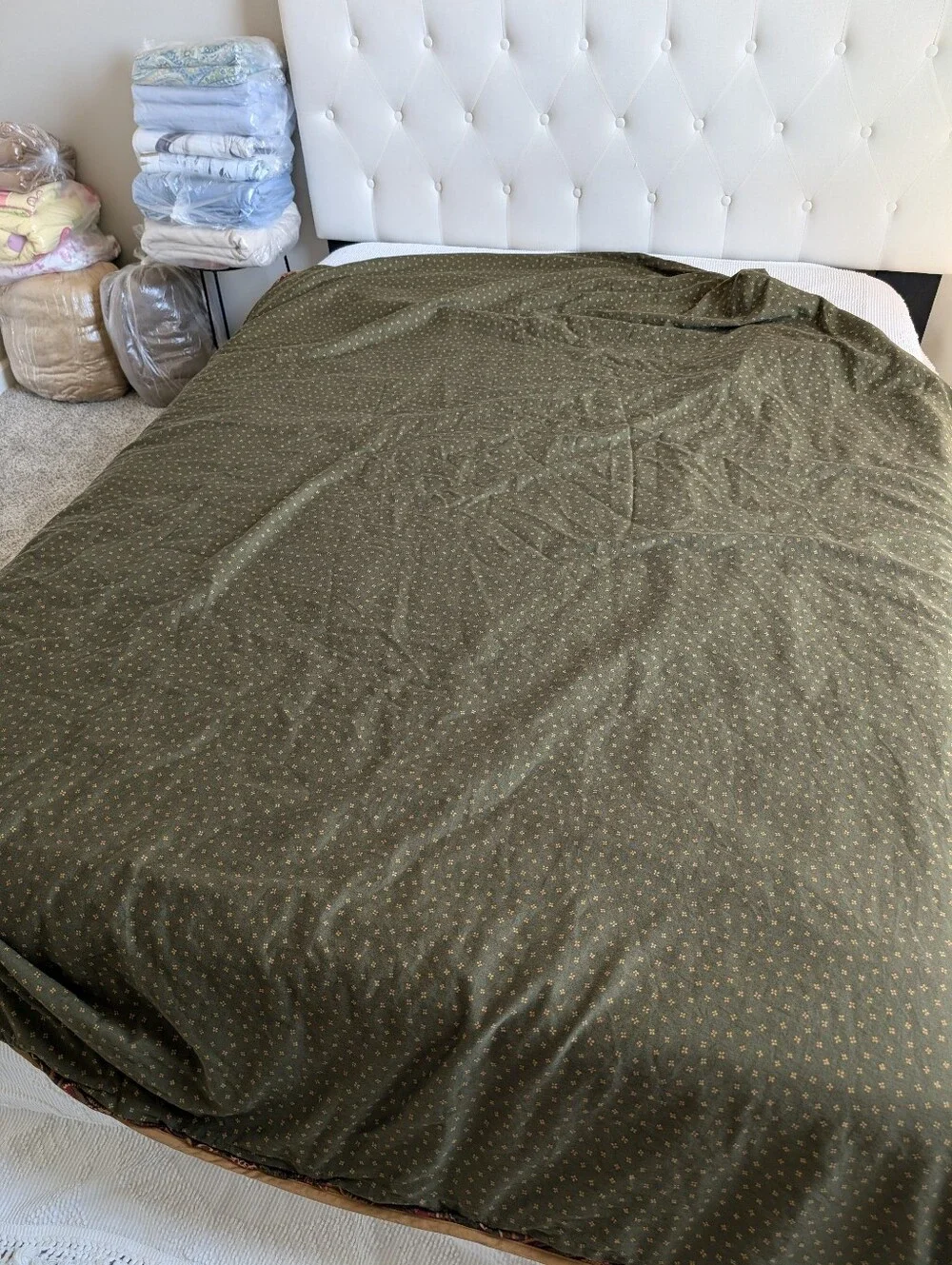 Charter Club Full Queen Duvet Cover Paisley 100% Cotton Sateen Boho Red Green